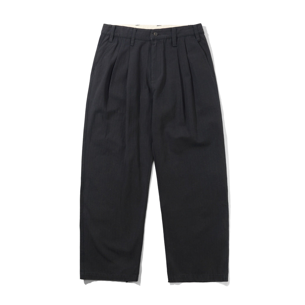 Pleated Trousers Washed Black