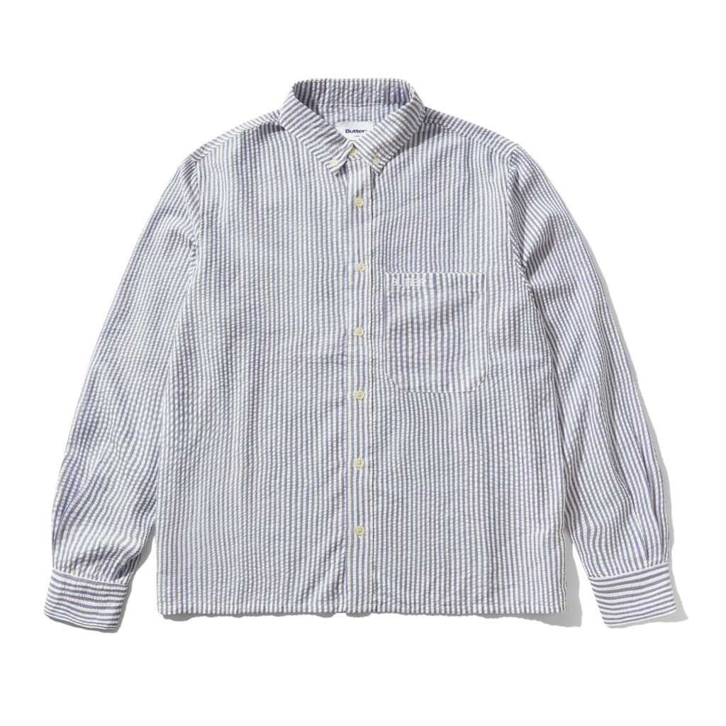 Seersucker Striped Shirt Navy