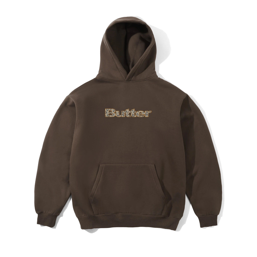 Leopard Print Logo Pullover Hood Brown