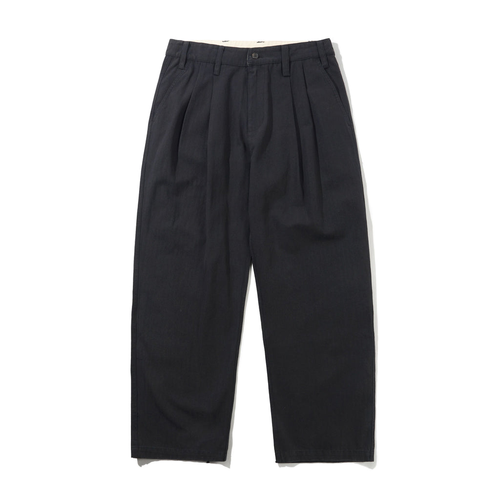Pleated Trousers Washed Black