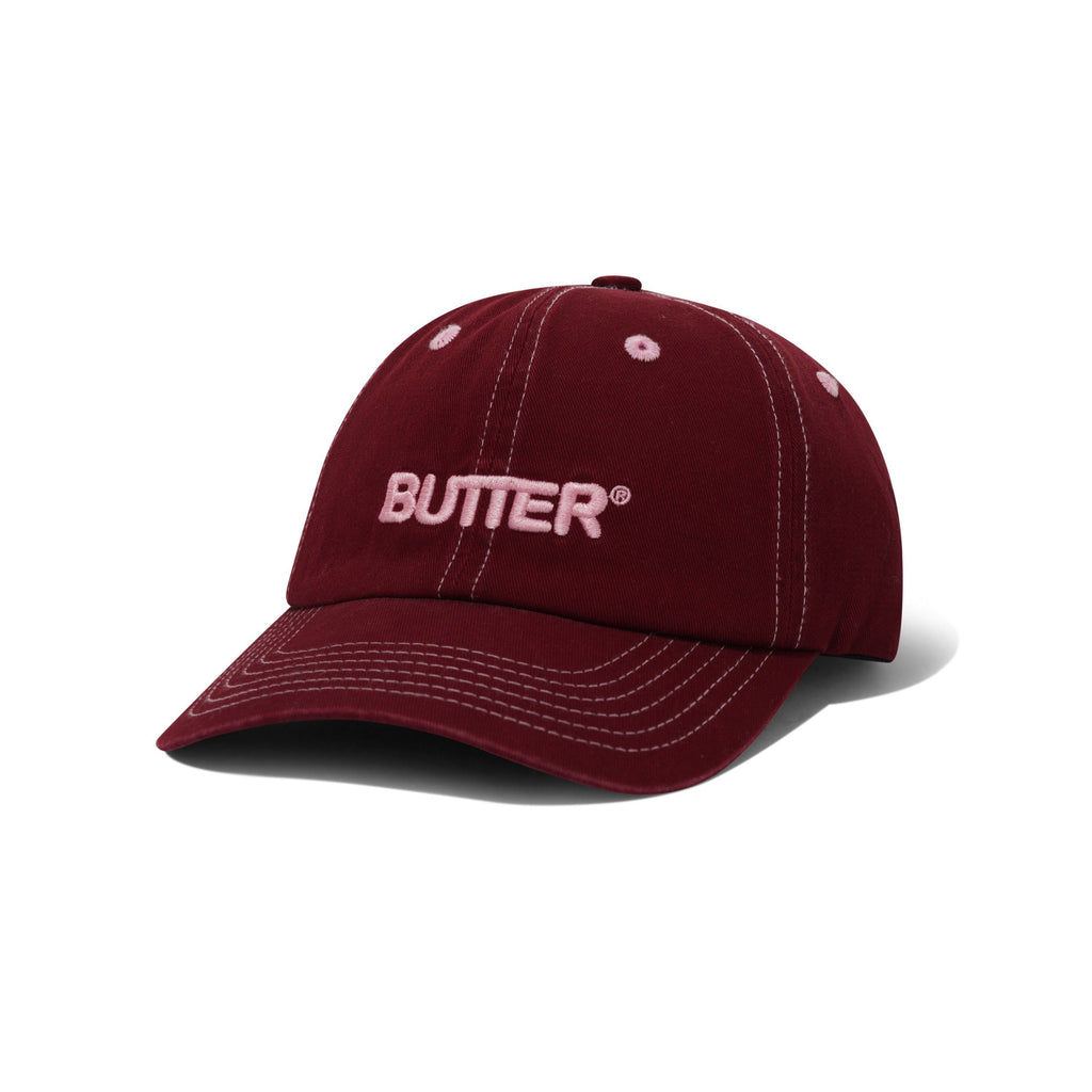 Rounded Logo 6 Panel Washed Maroon
