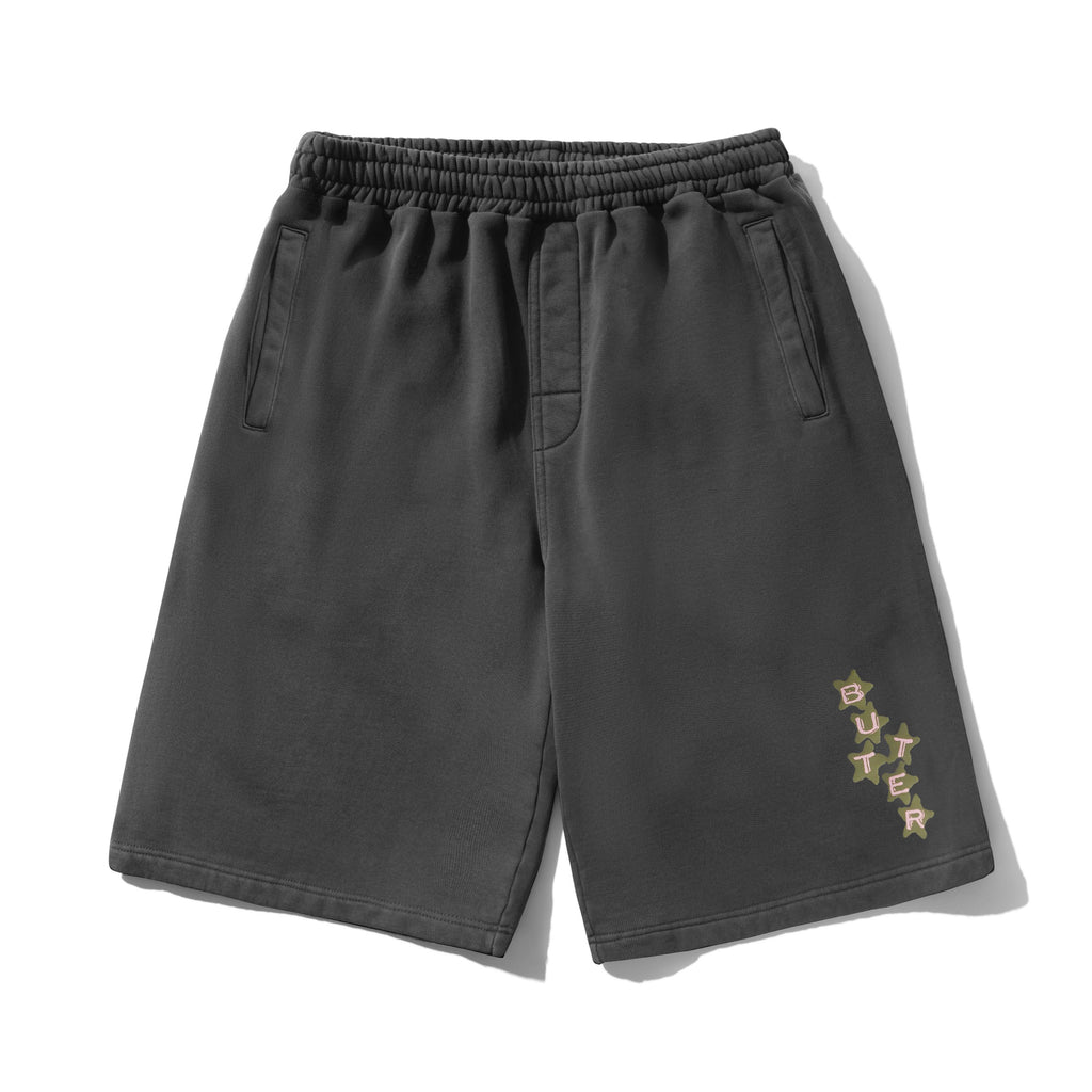 Stars Fleece Shorts Washed Black