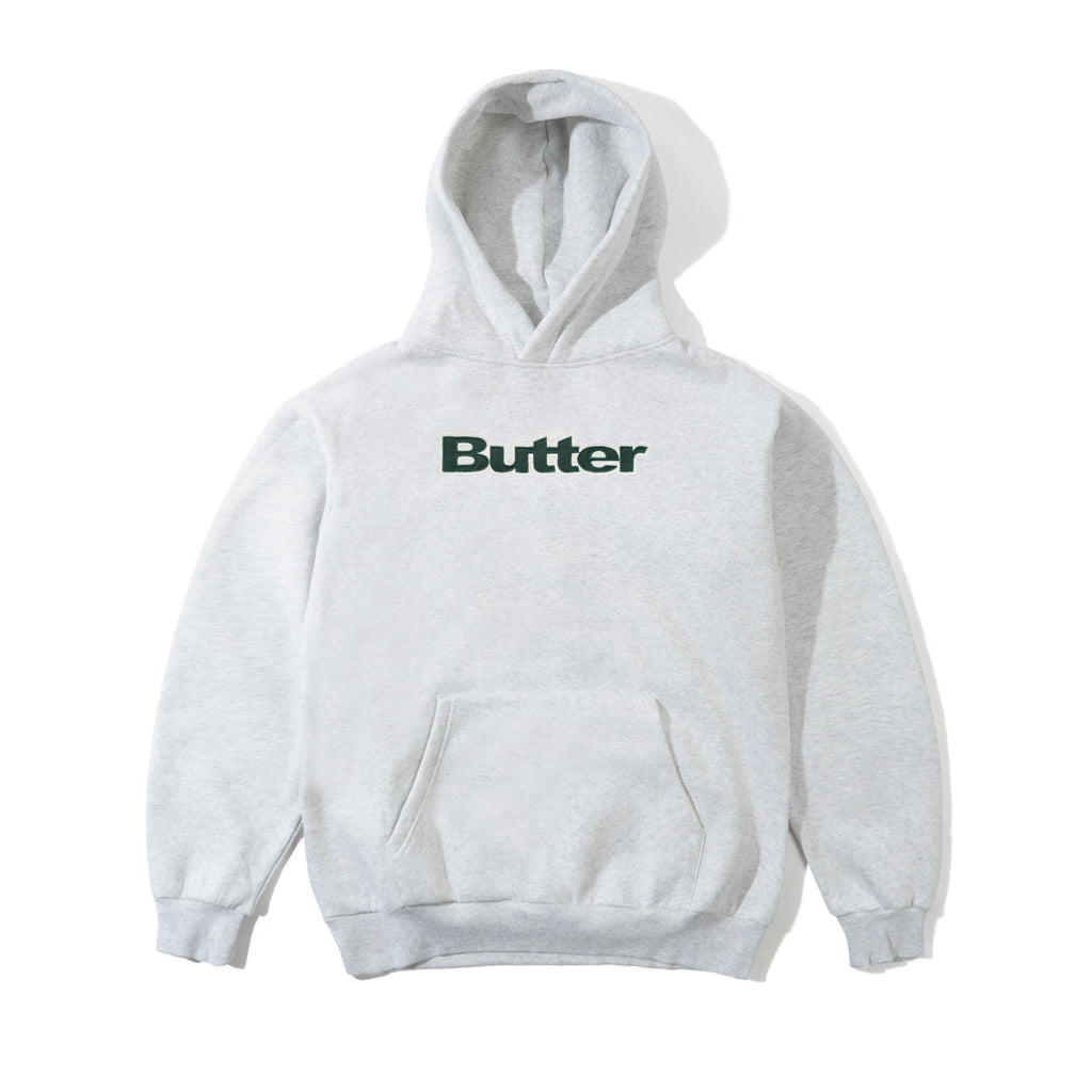 Satin Applique Pullover Hood Ash