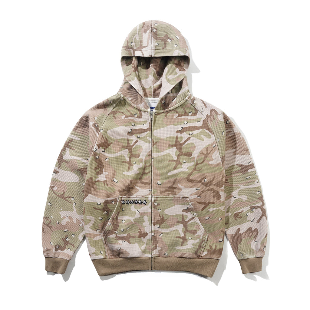 Stars Waffle Zip Thru Hood Desert Camo