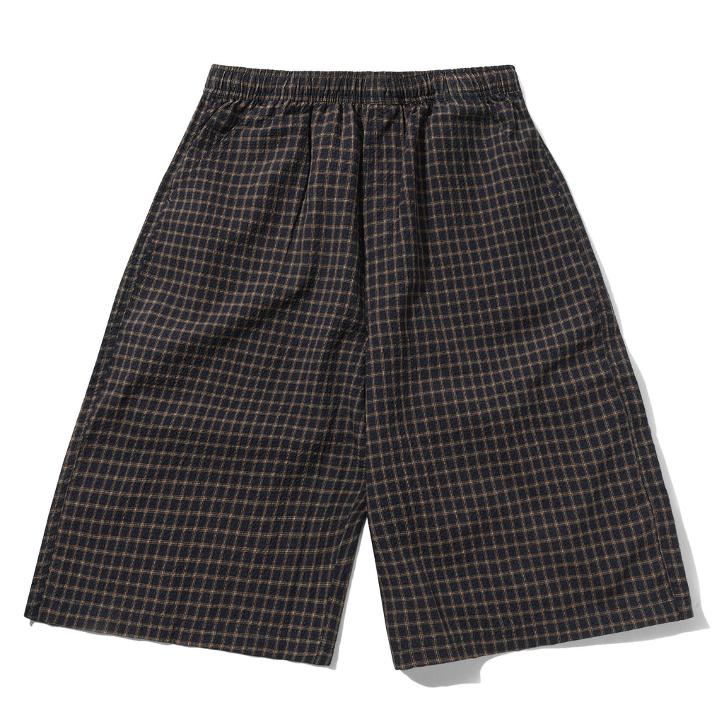 Loose Shorts Brown Seersucker Plaid