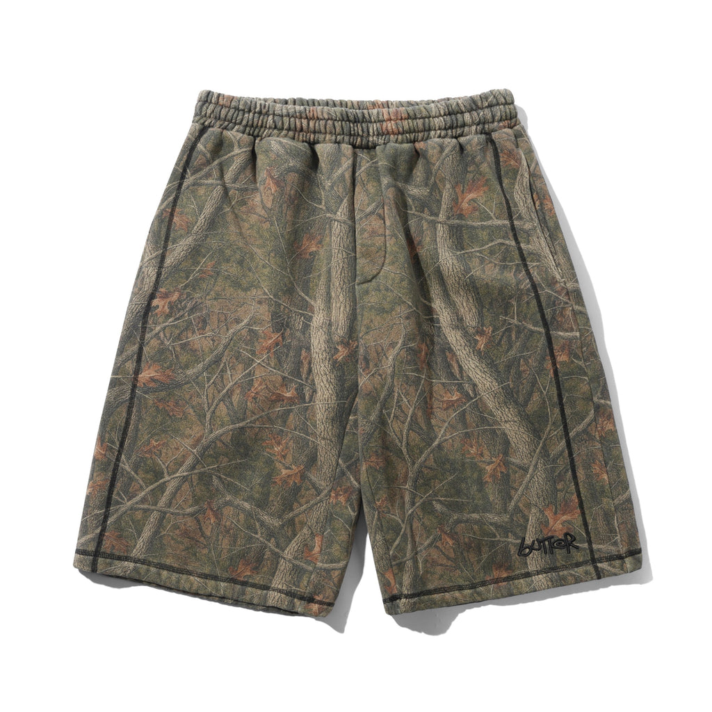 Overlock Stitch Fleece Shorts Forest Camo