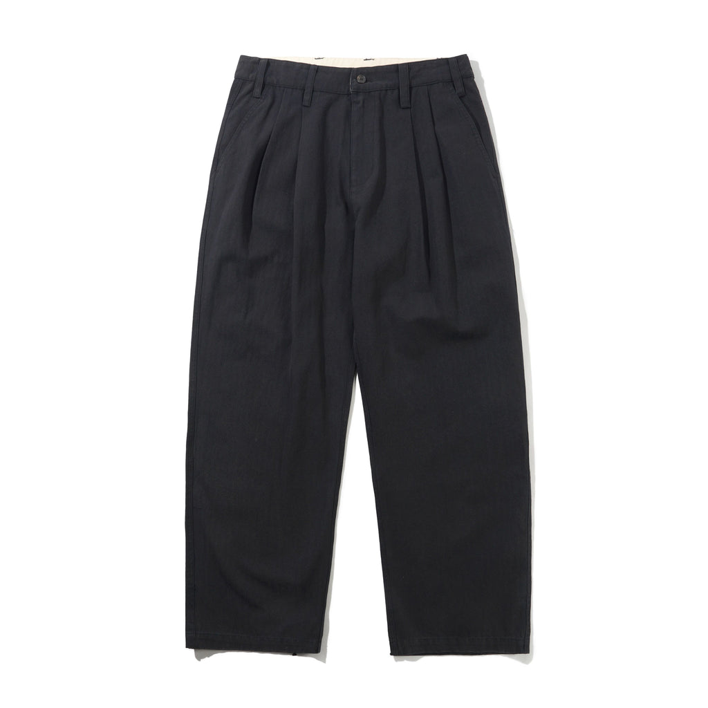 Pleated Trousers Washed Black