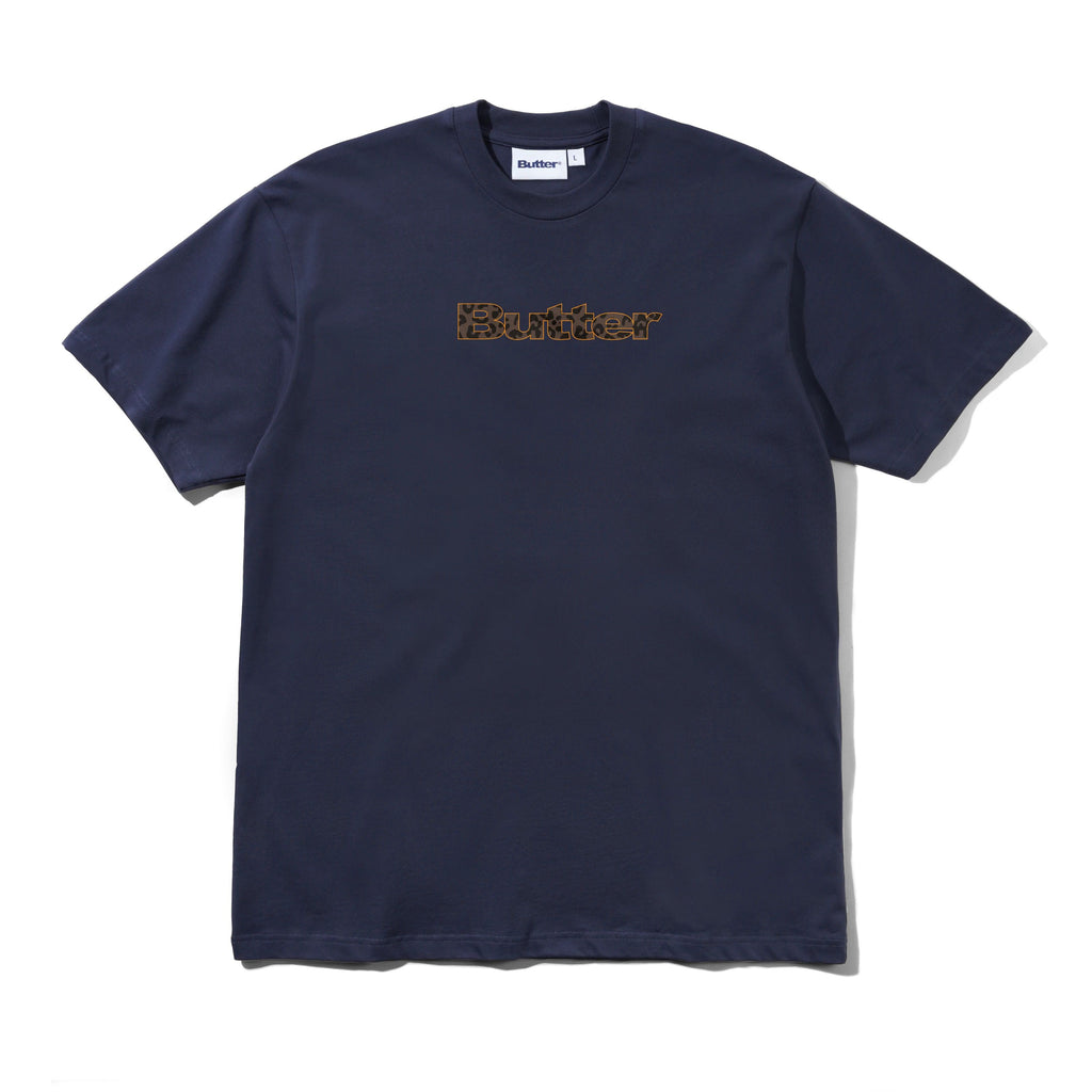 Leopard Print Logo Tee Navy
