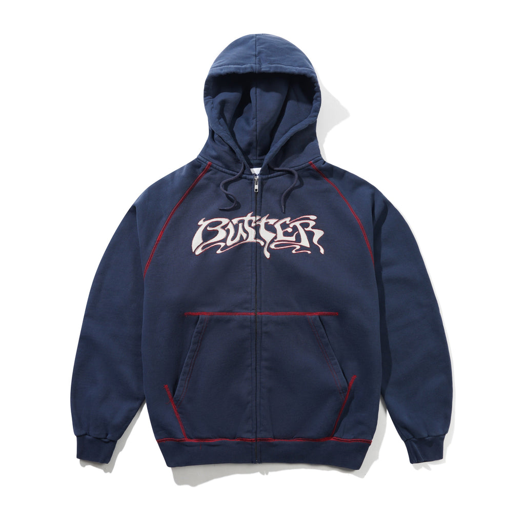 Drummer Zip Thru Hood Washed Navy