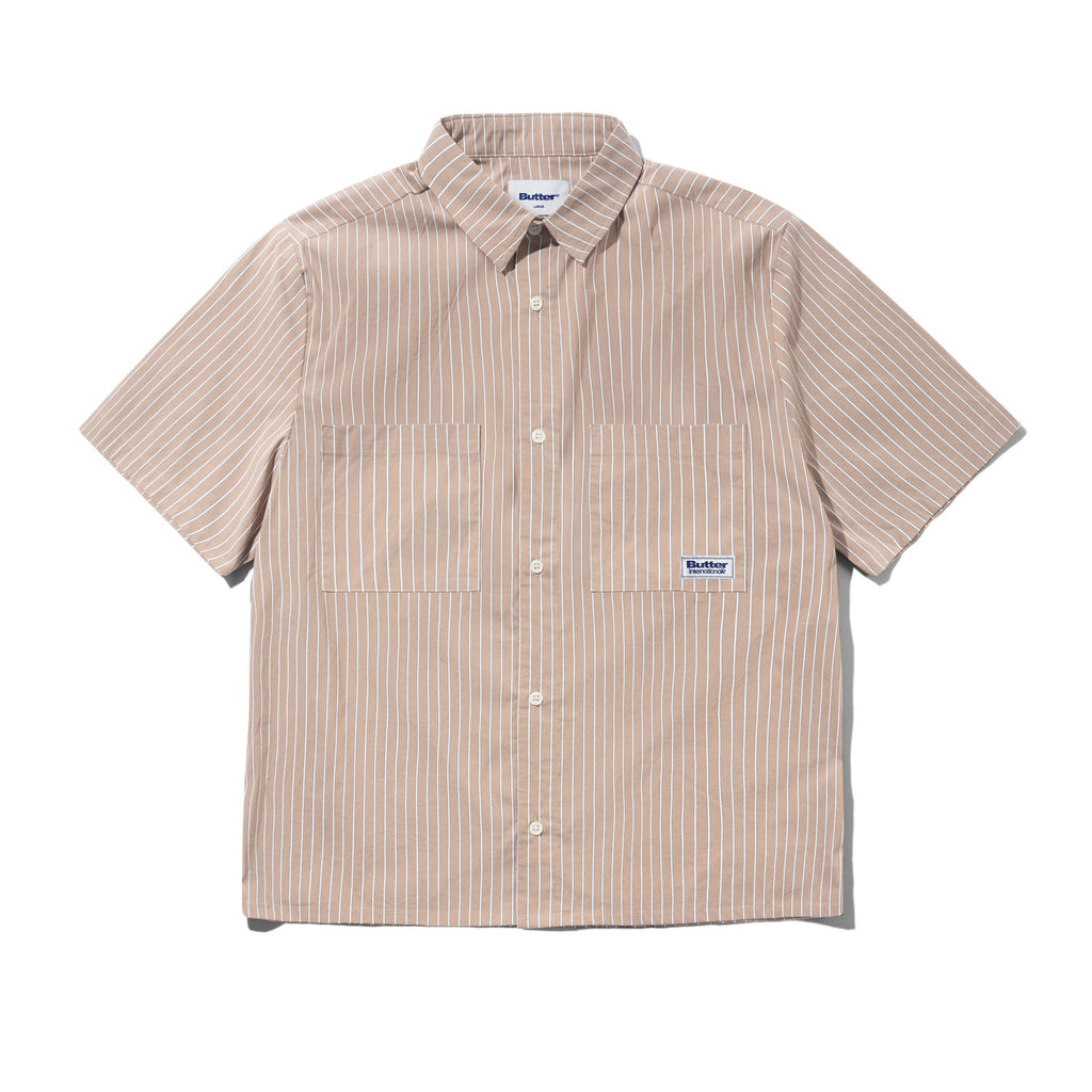 Vertical Stripe S_S Shirt Tobacco