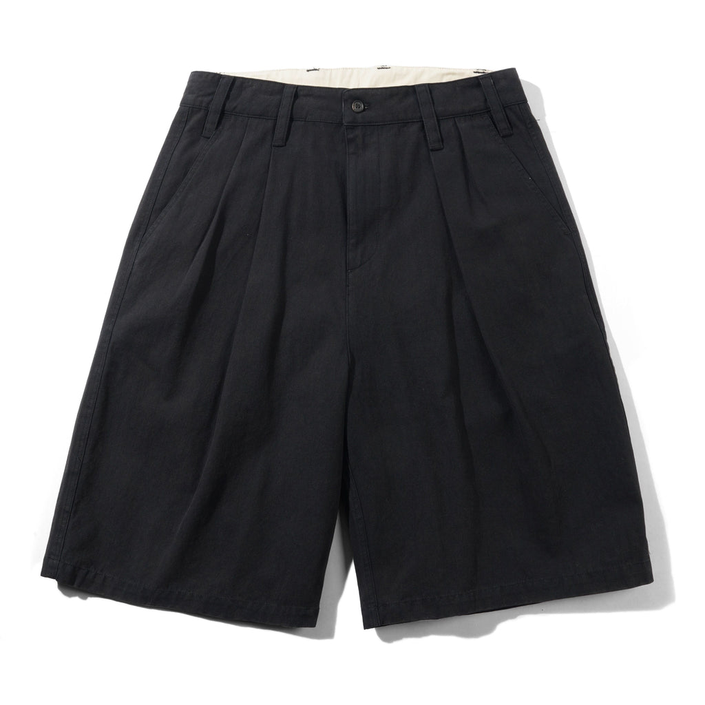 Pleated Shorts Washed Black