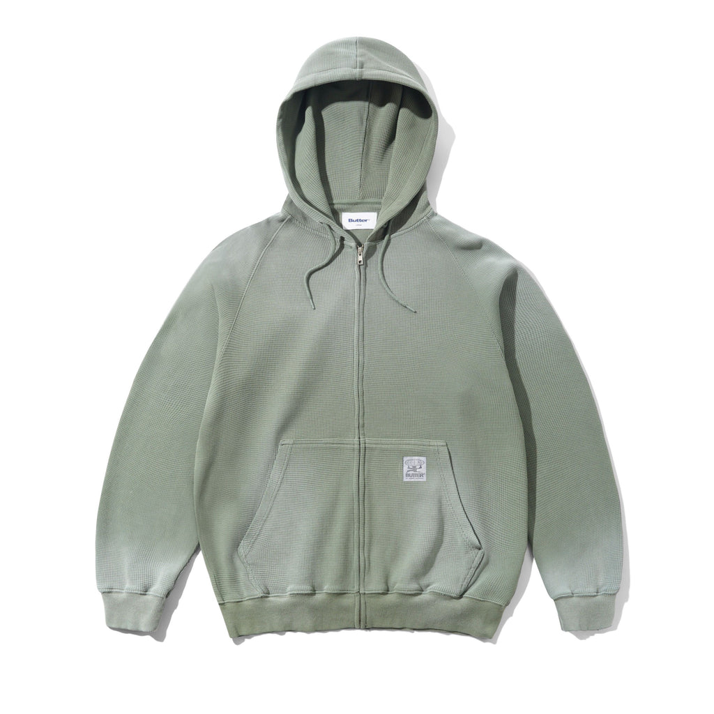 Faded Waffle Zip-Thru Hood Washed Sage
