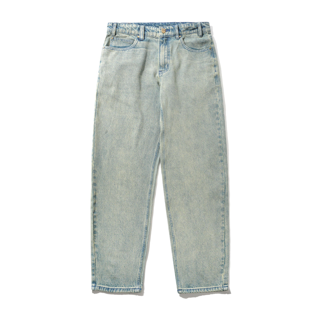 Straight Leg Denim Jeans Dirty Wash Blue