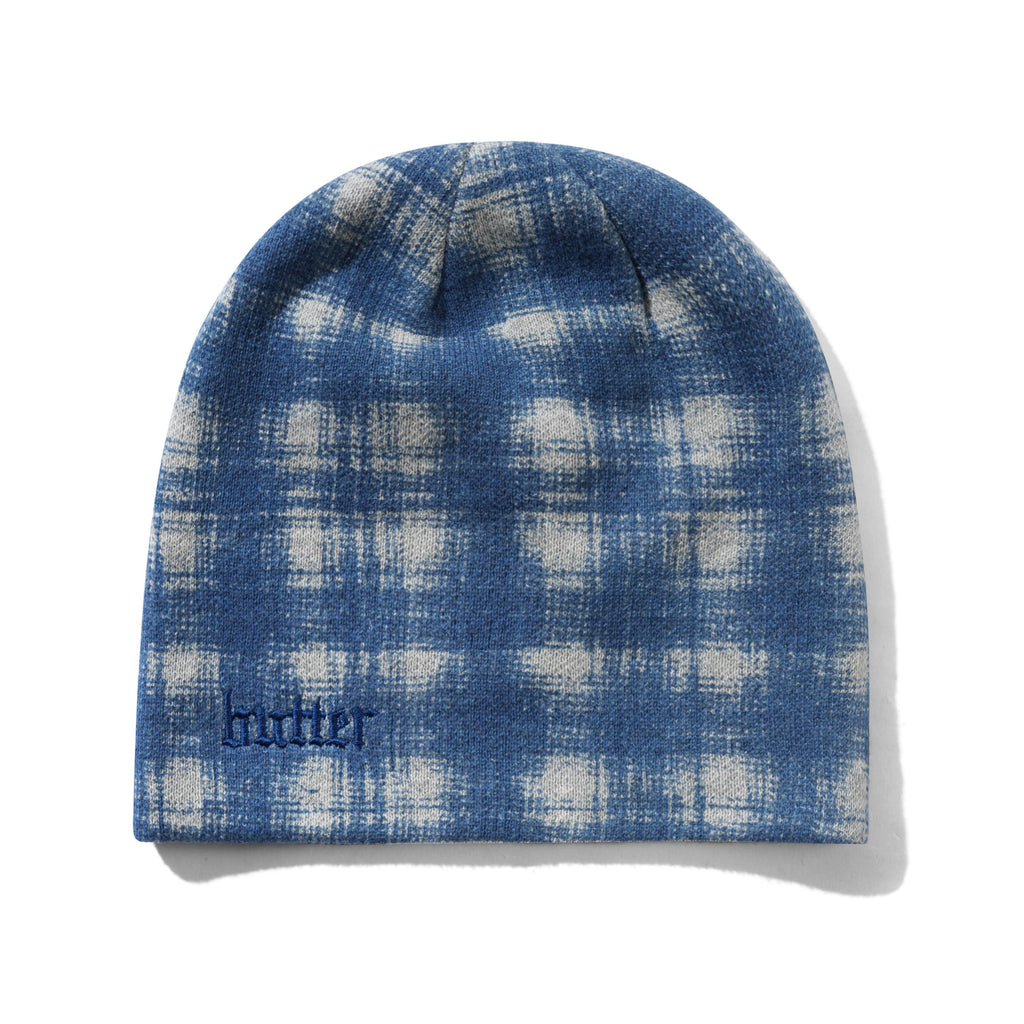 Plaid Skully Beanie Blue_Grey