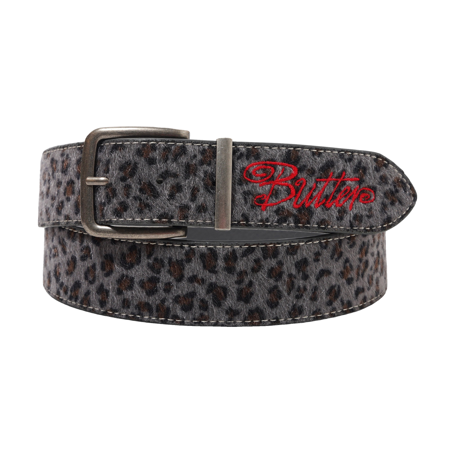Animal Hide Belt, Grey Leopard