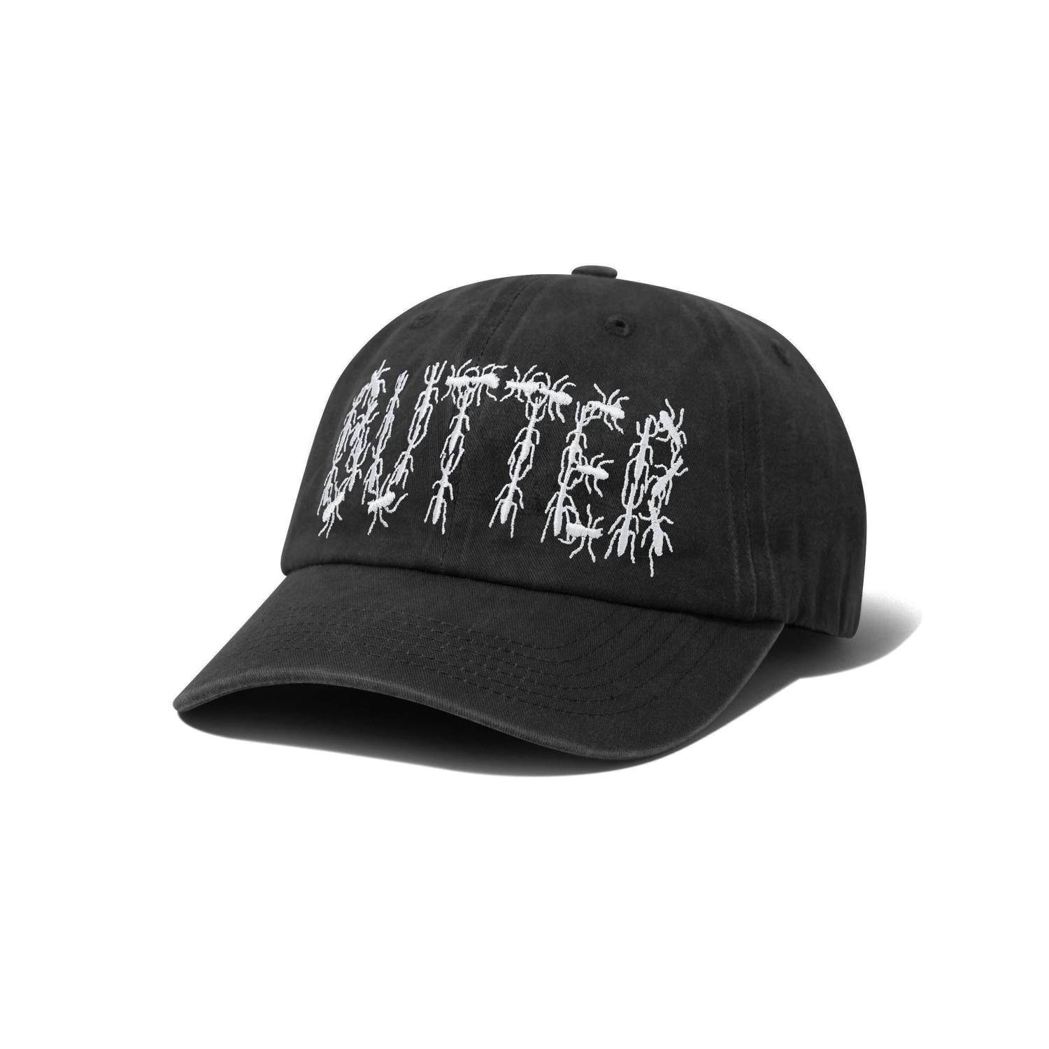 Ants 6 Panel Cap, Washed Black
