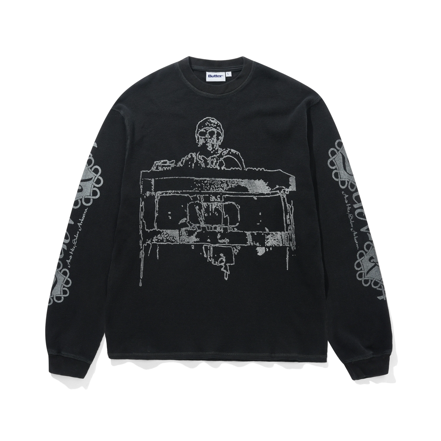 Arkestra L/S Waffle Top, Washed Black