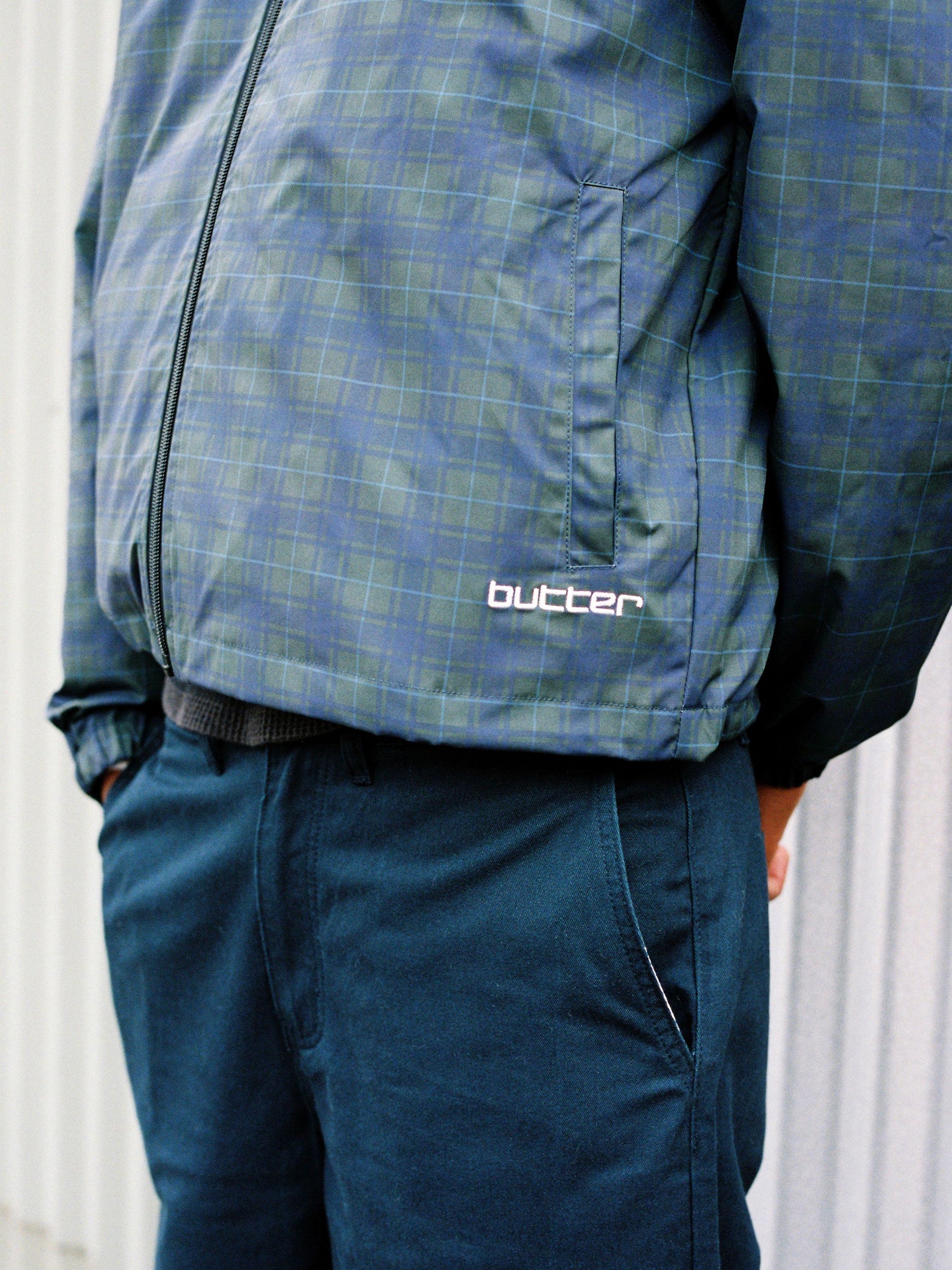 Plaid Nylon Jacket, Maroon