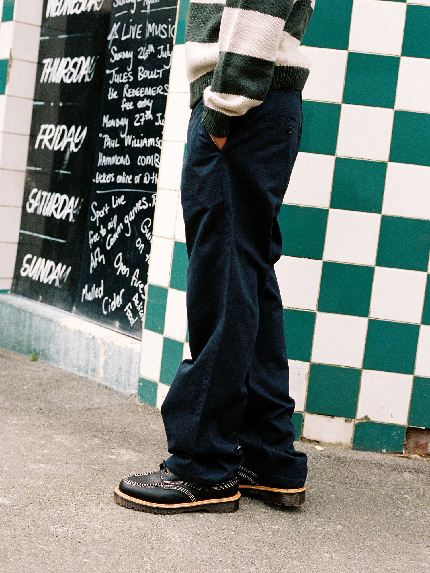 Washed Relaxed Pants, Navy