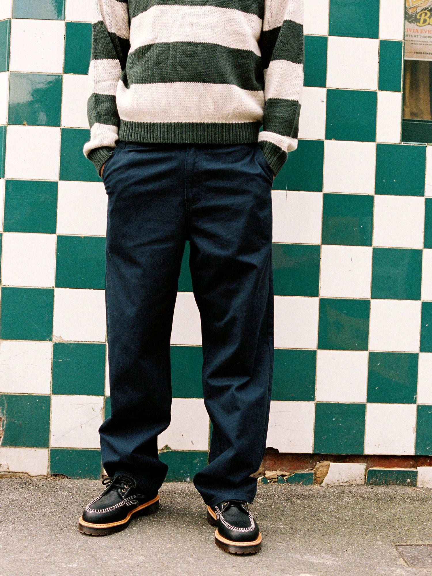 Washed Relaxed Pants, Navy