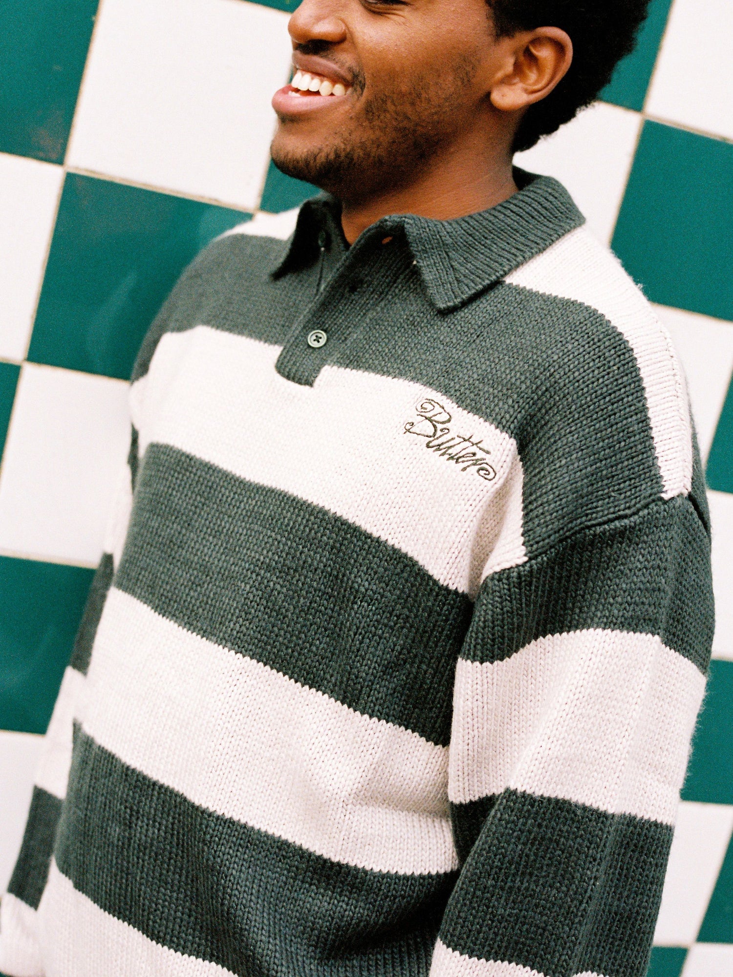 Jive Stripe Knit Sweater, Forest / Cream