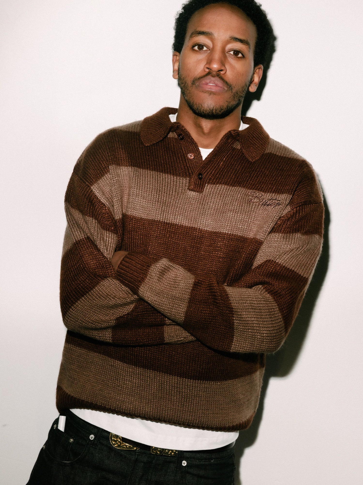Jive Stripe Knit Sweater, Chocolate