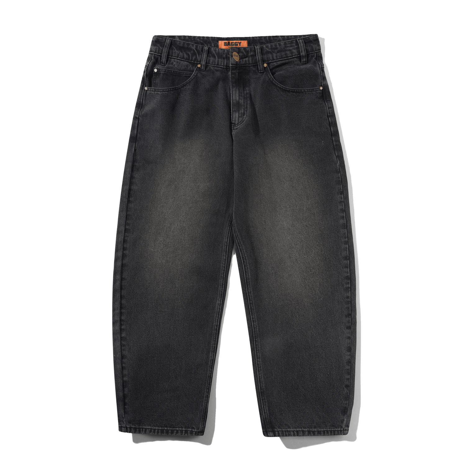 Baggy Denim Jeans, Distressed Black