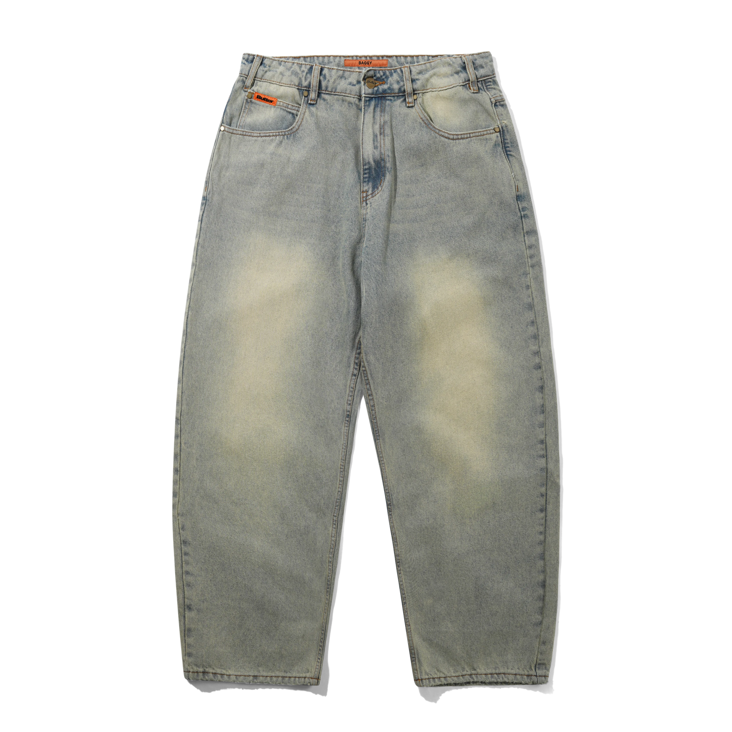 Baggy Denim Jeans, Distressed Light Blue