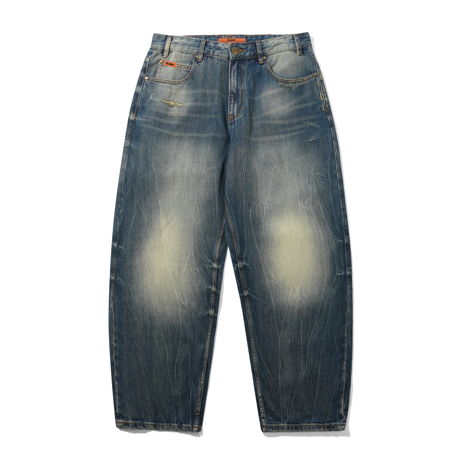Baggy Denim Jeans, Distressed Selvedge