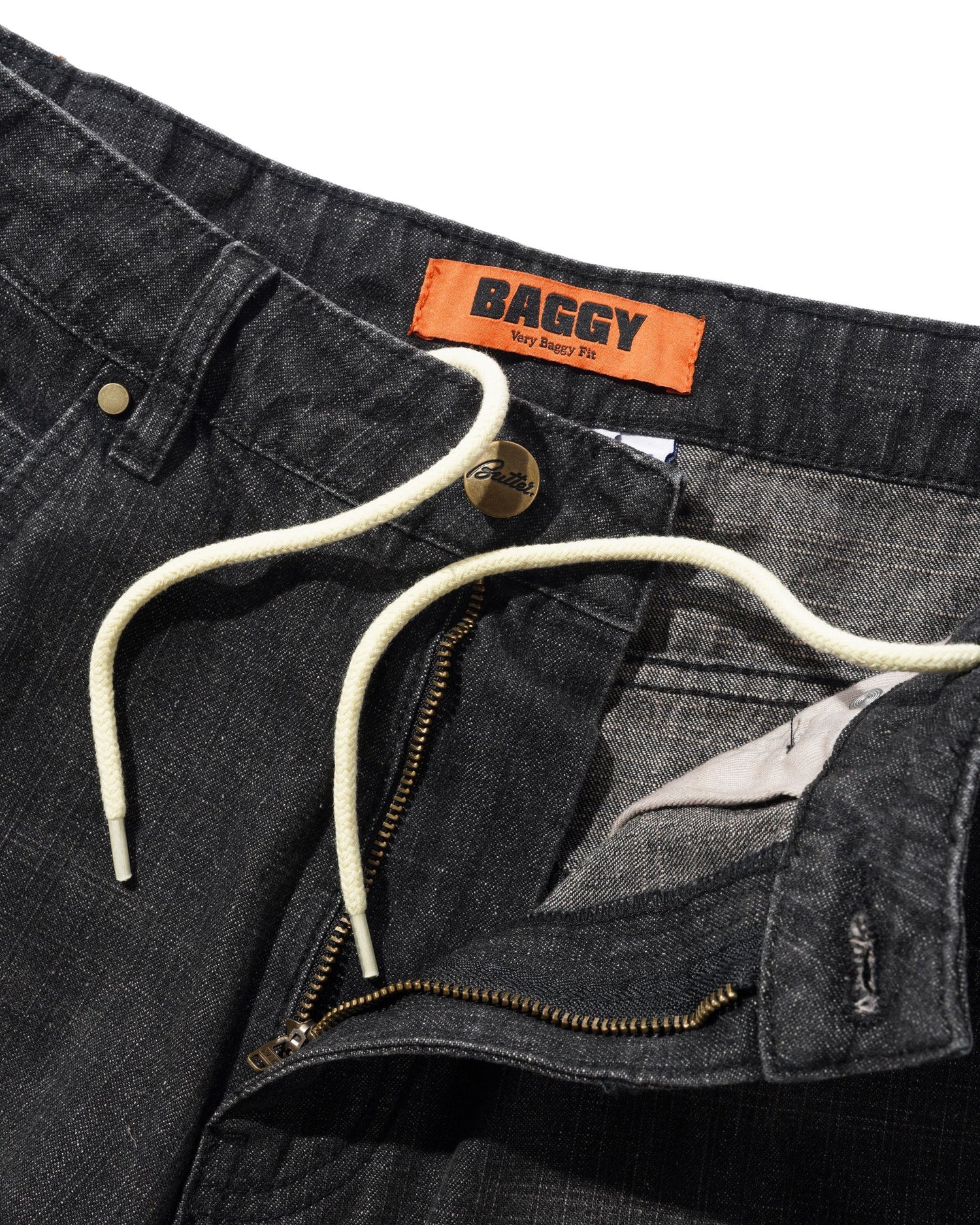 Baggy Denim Jeans, Slub Black
