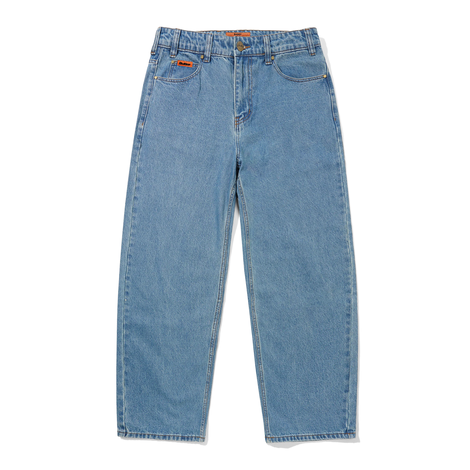 Baggy Denim Jeans, Washed Indigo