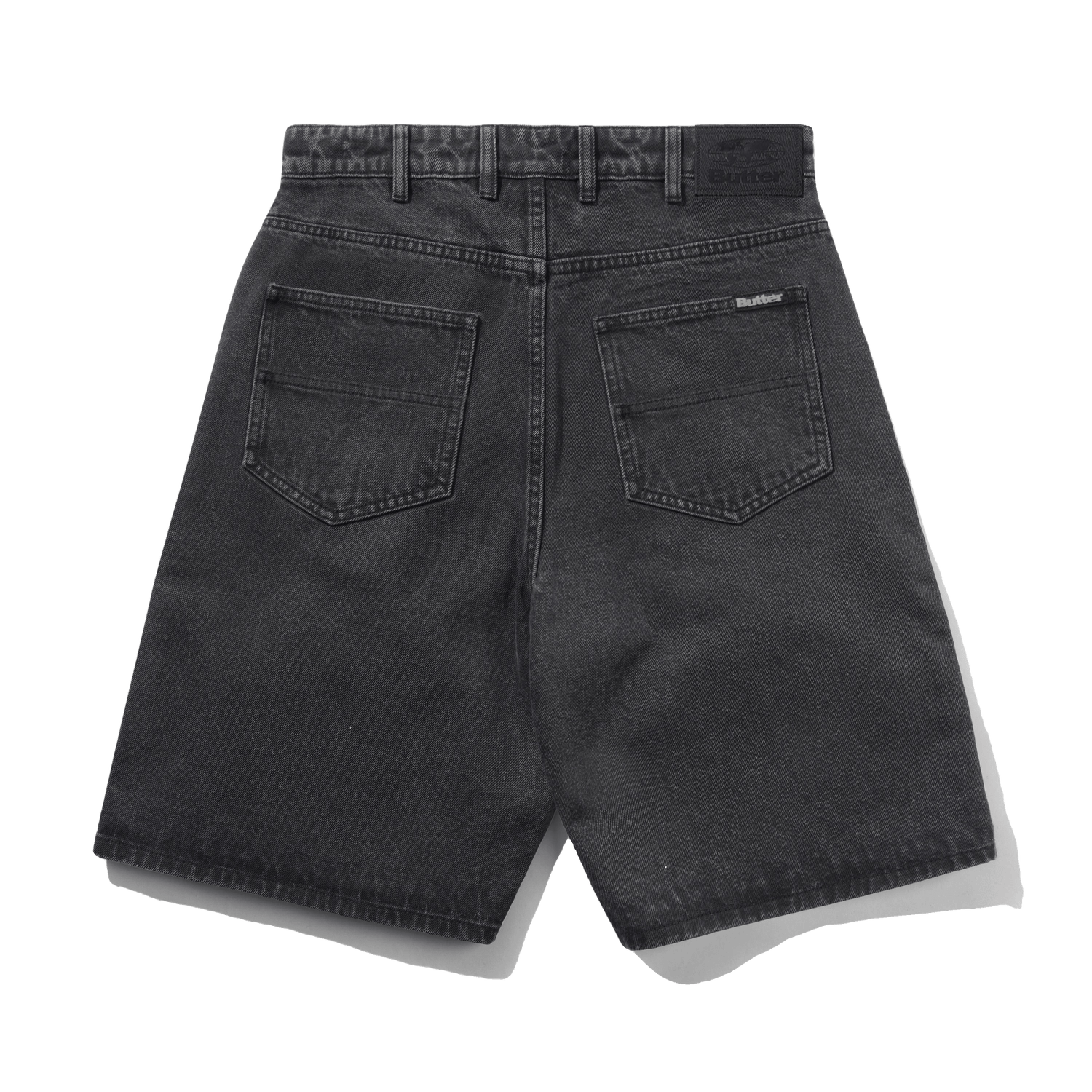 Baggy Denim Shorts, Distressed Black