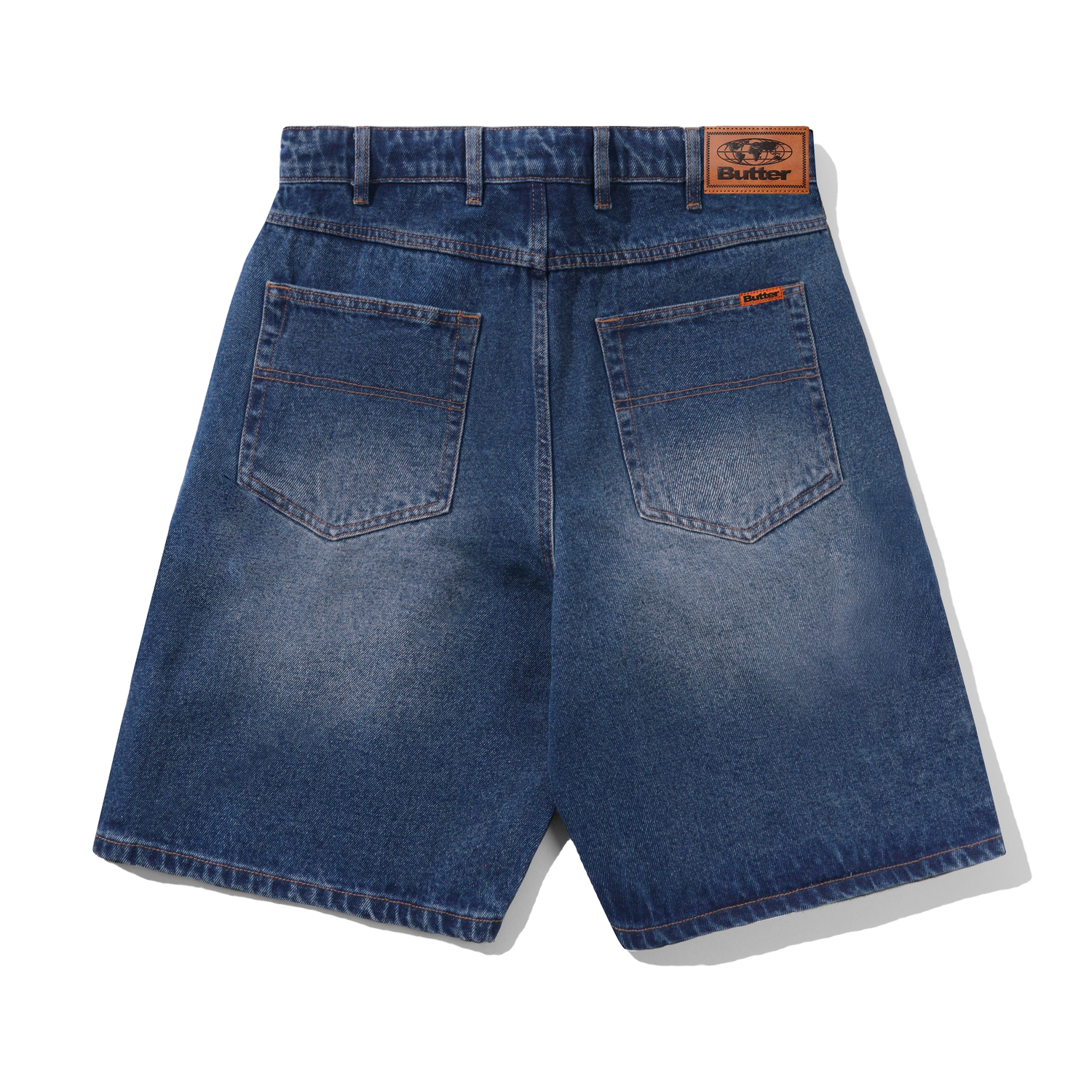 Baggy Denim Shorts, Distressed Indigo