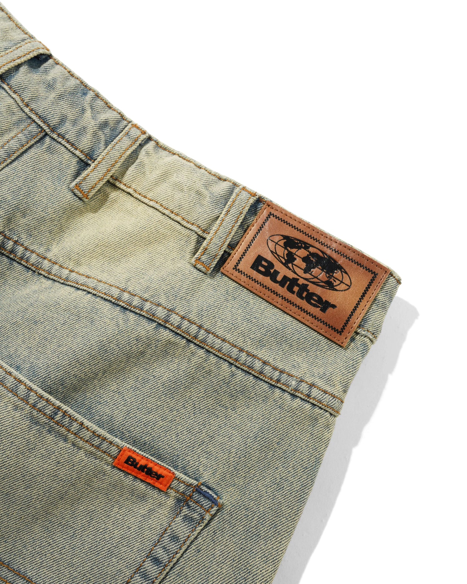Baggy Denim Shorts, Distressed Light Blue