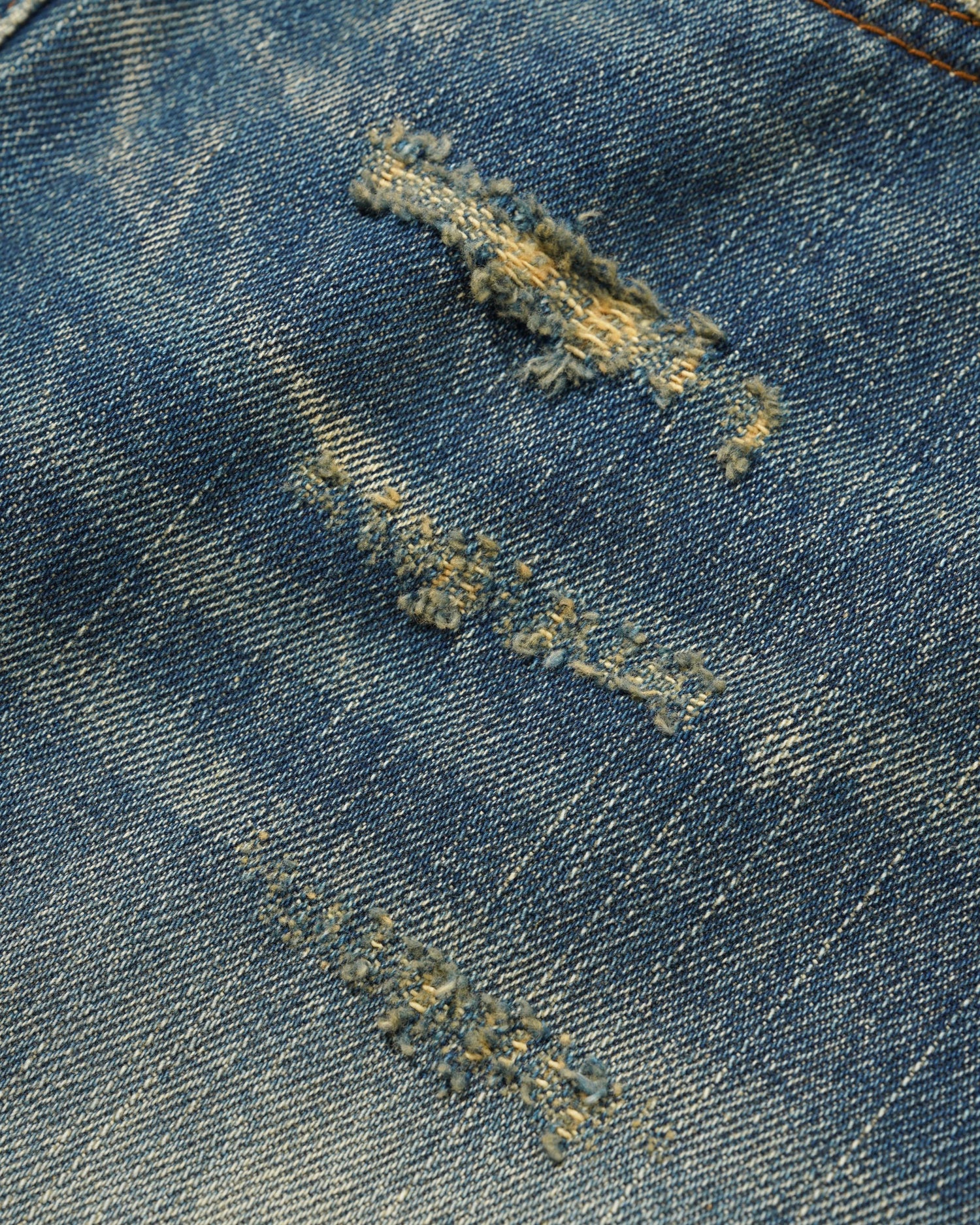 Baggy Denim Shorts, Distressed Selvedge