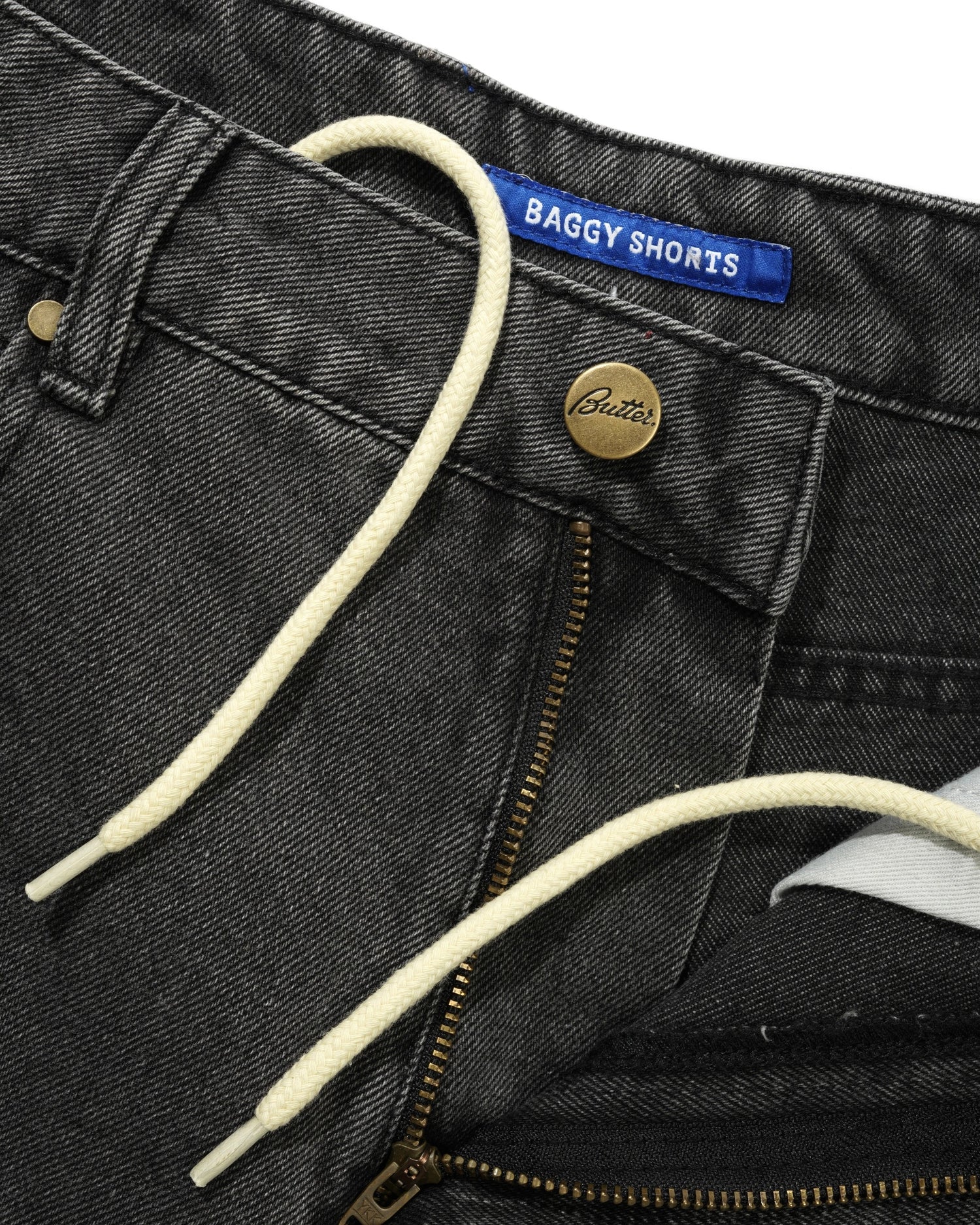 Baggy Denim Shorts, Faded Black
