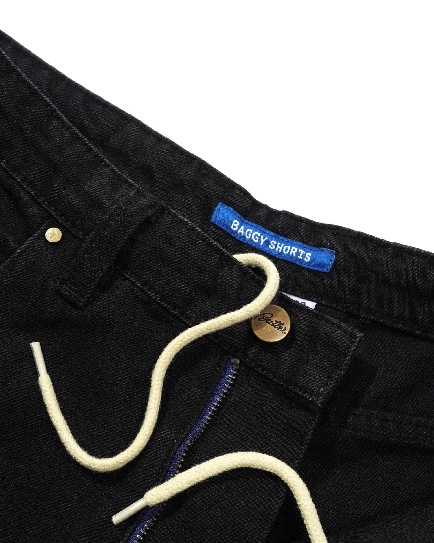 Baggy Denim Shorts, Flat Black