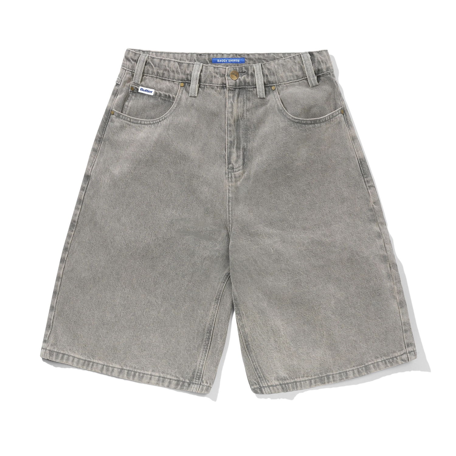 Baggy Denim Shorts, Grey Wash