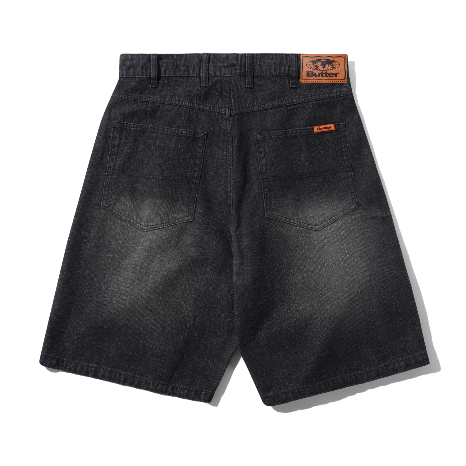 Baggy Denim Shorts, Slub Black