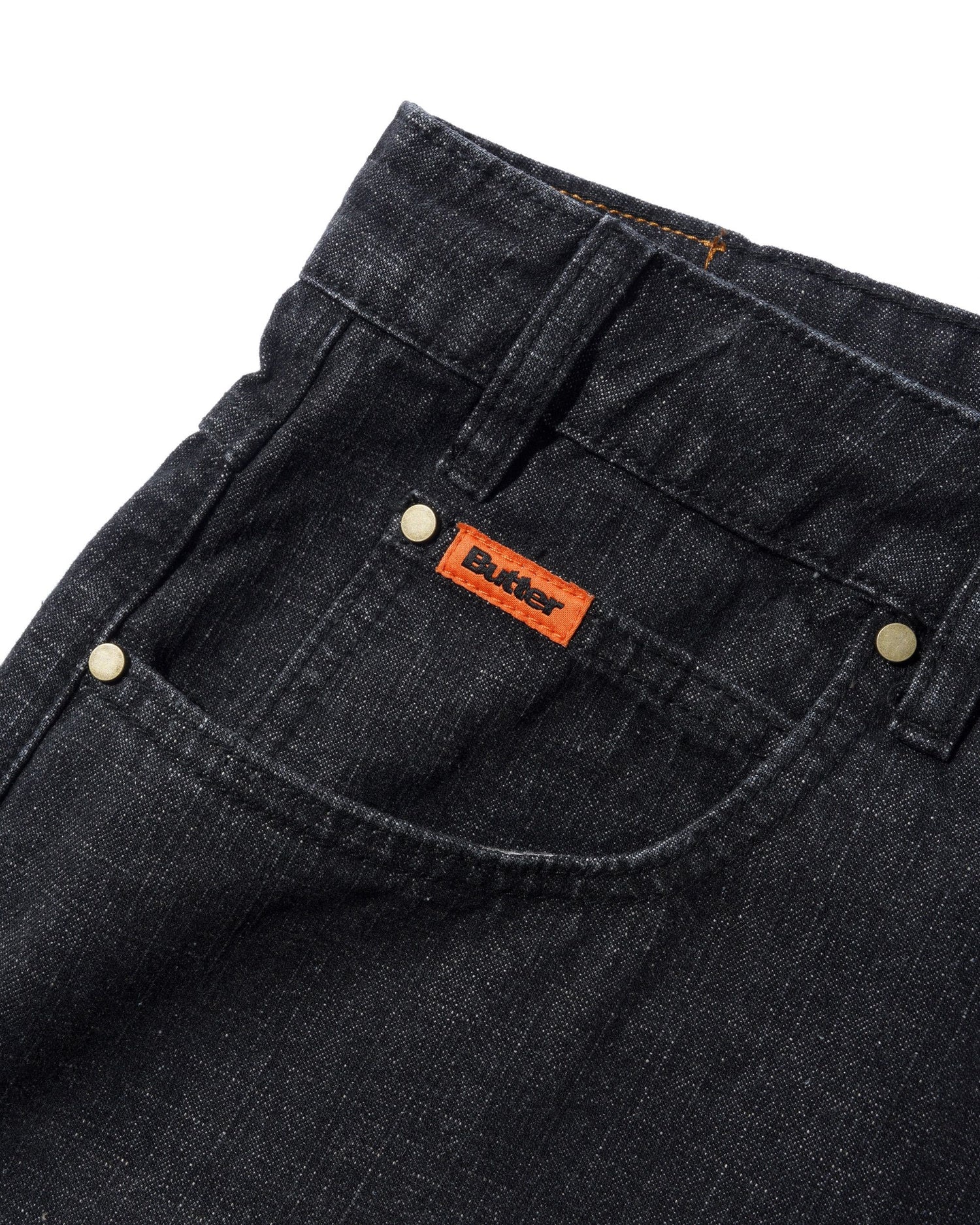 Baggy Denim Shorts, Slub Black