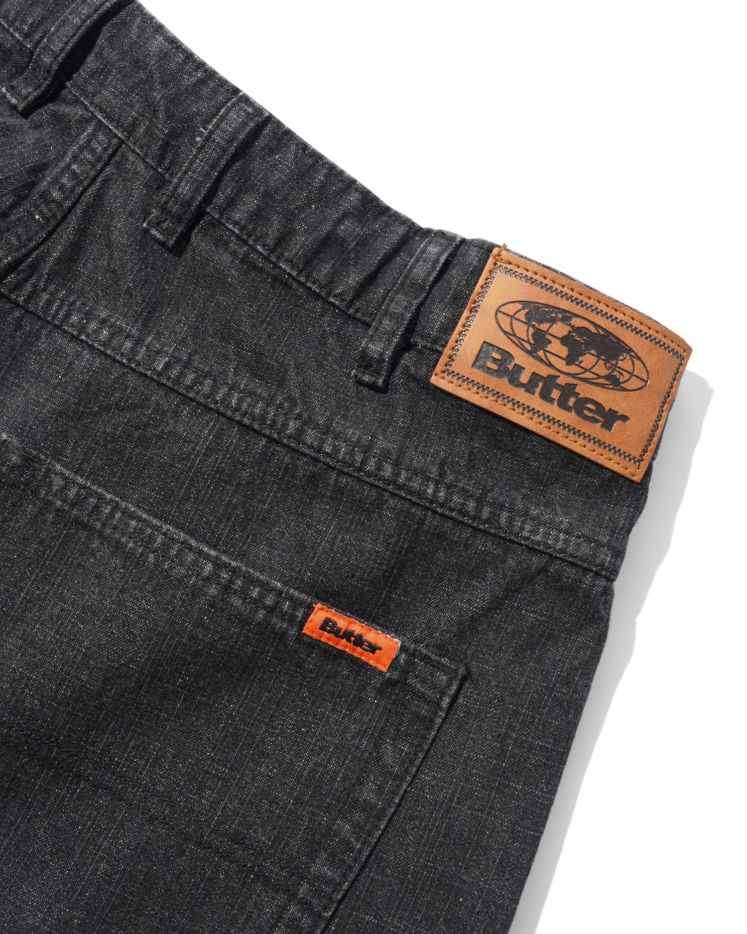 Baggy Denim Shorts, Slub Black