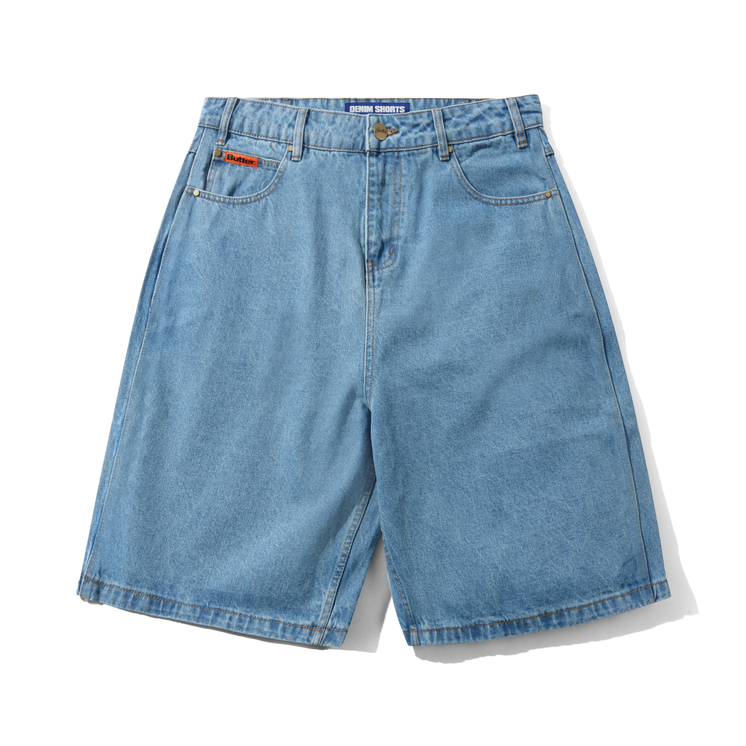Baggy Denim Shorts, Washed Indigo