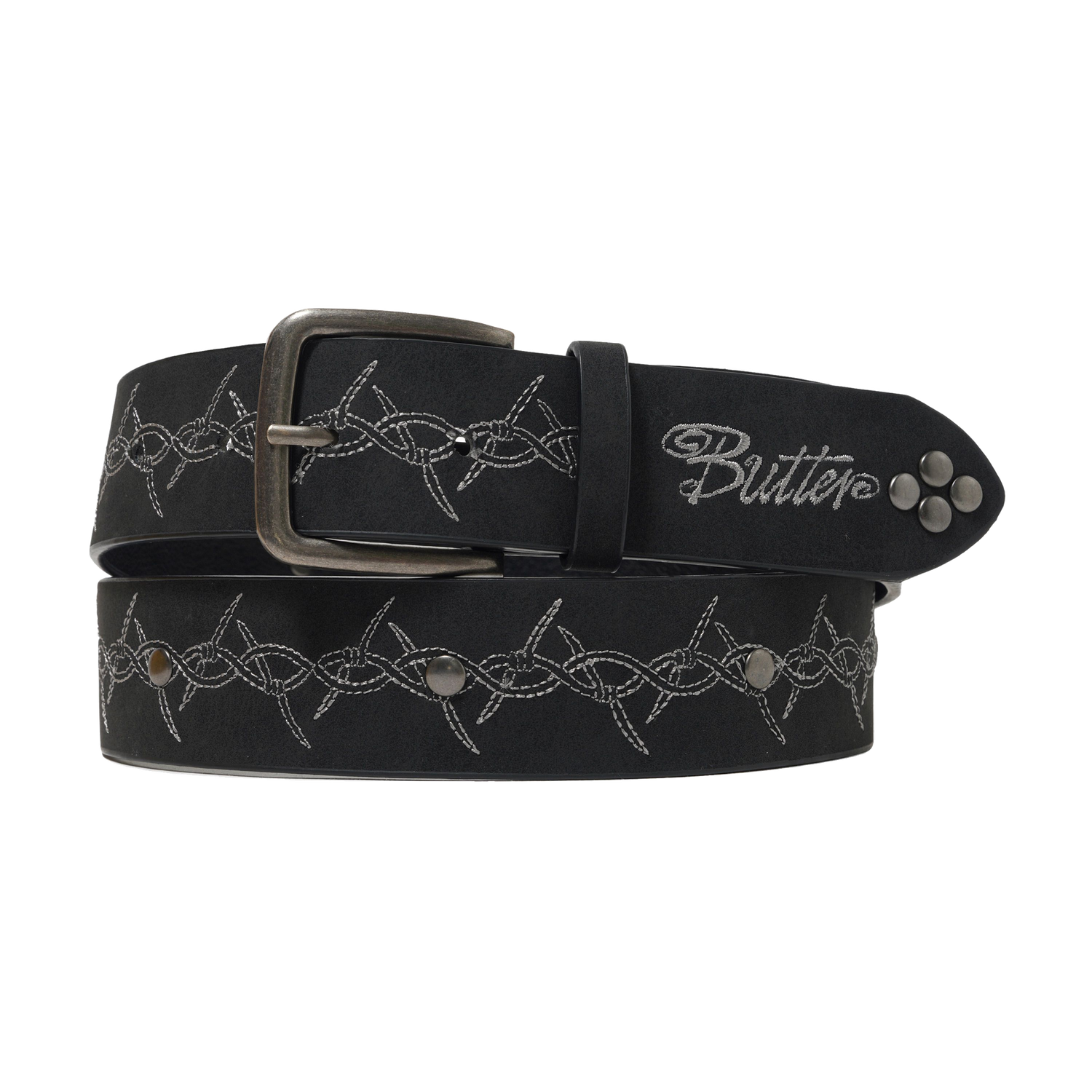 Barbed Wire Studded Belt, Black