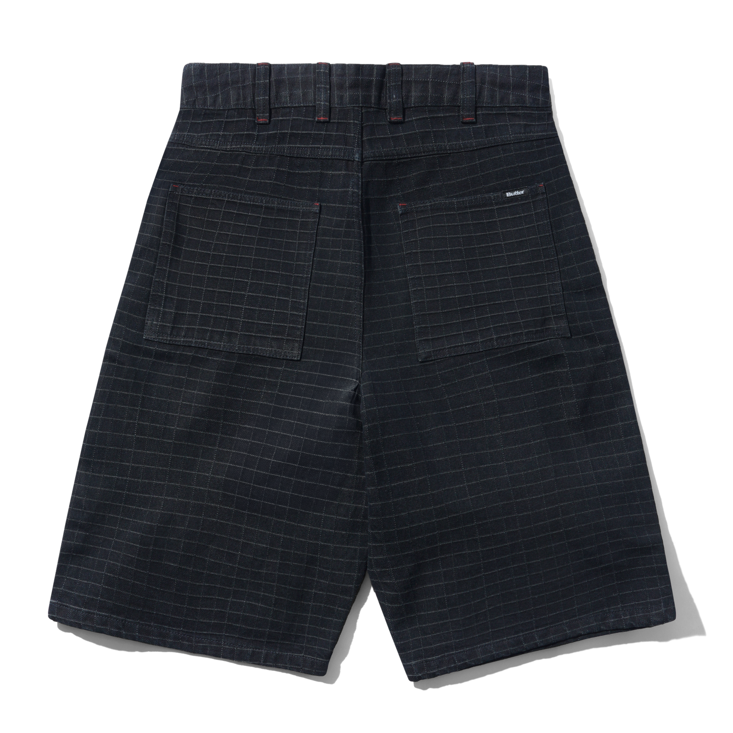 Big Grid Denim Shorts, Overdyed Black