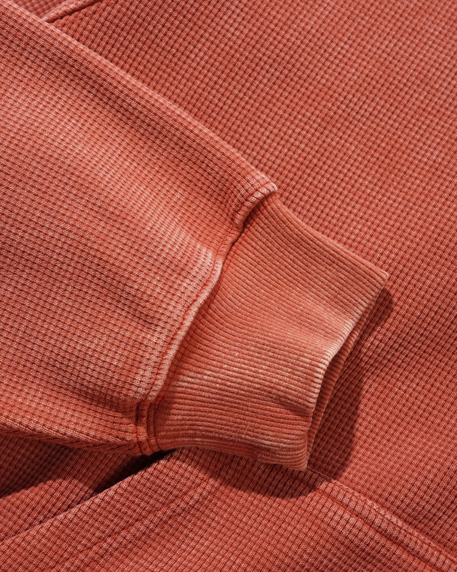 Bleach Waffle Zip-Thru Hood, Washed Rust