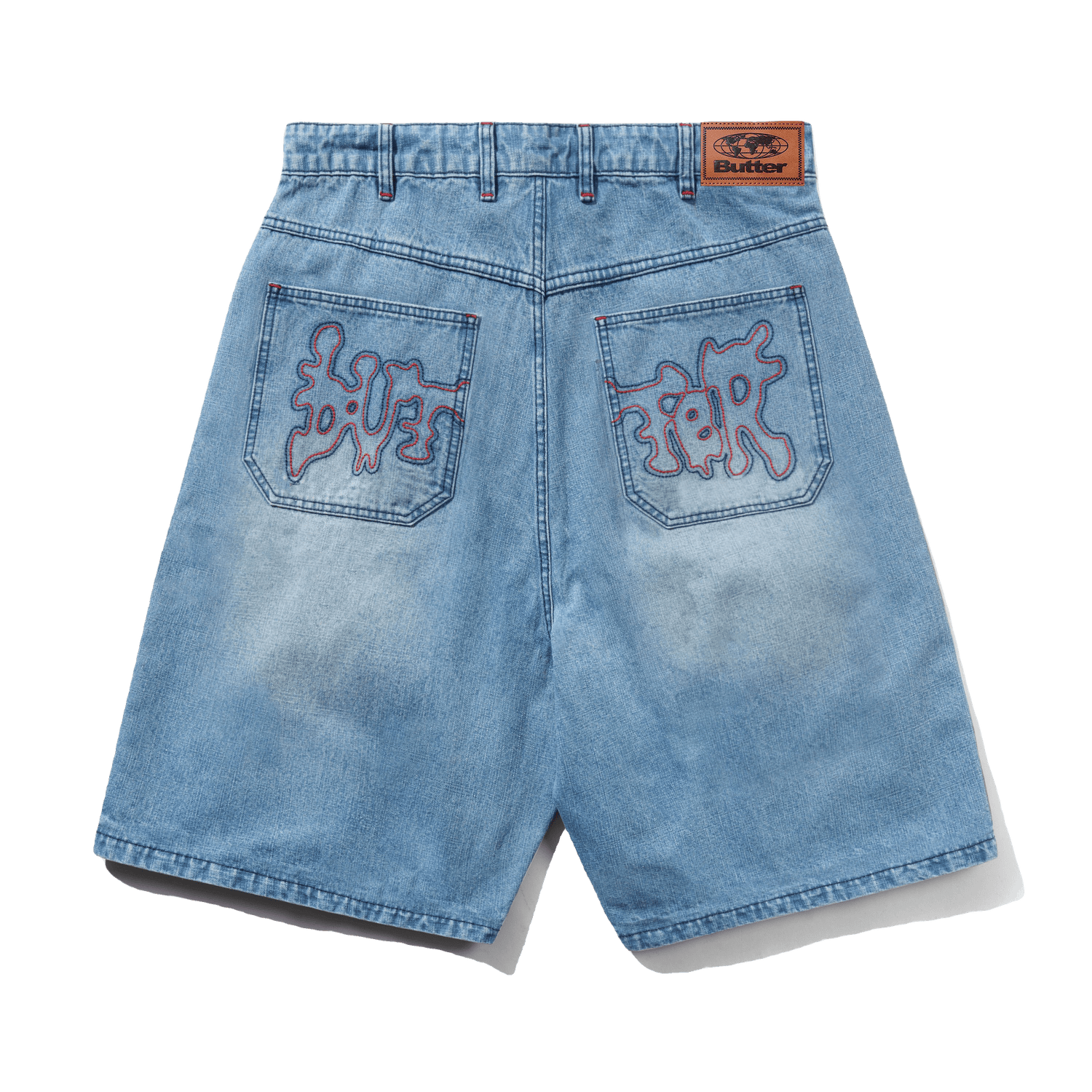 Blotch Denim Shorts, Streaky Blue
