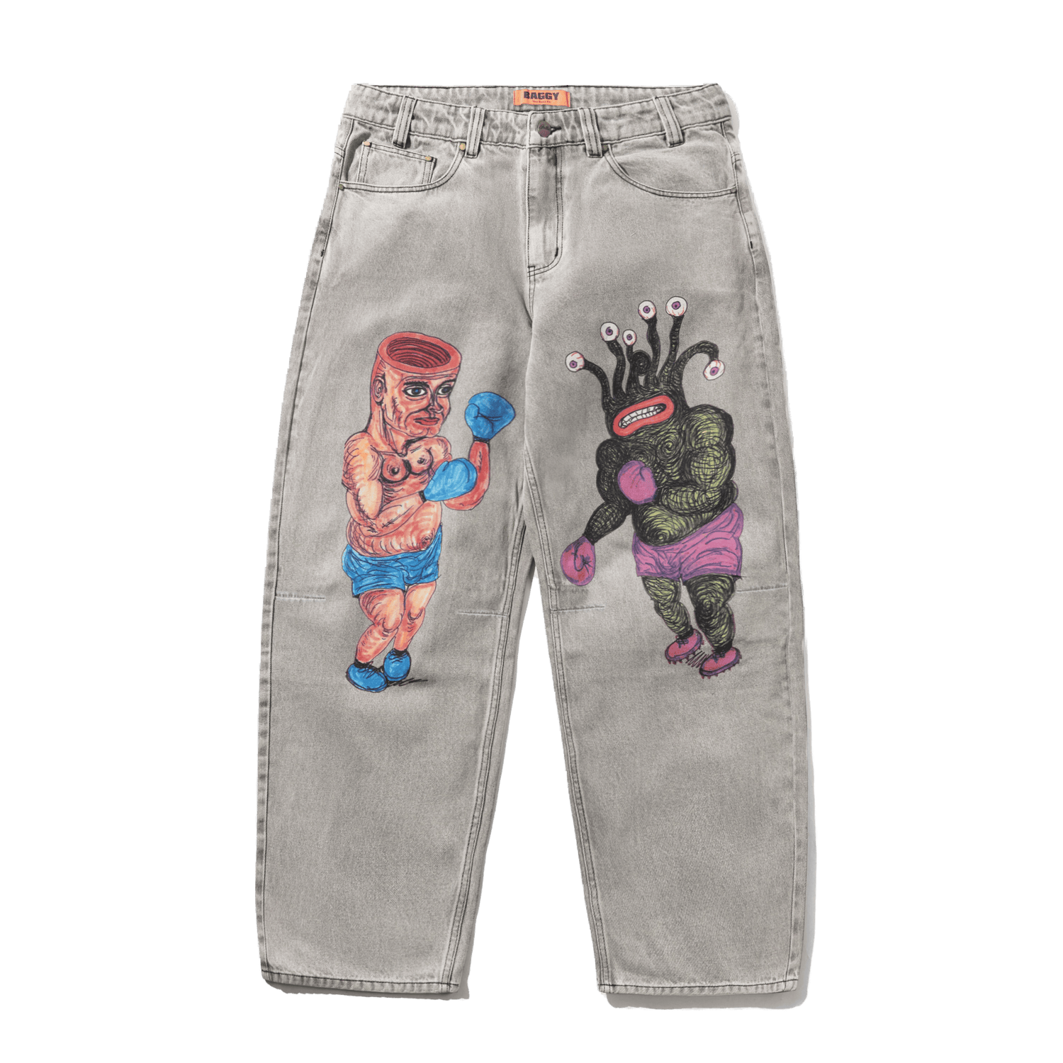 Boxing Denim Jeans, Washed Grey
