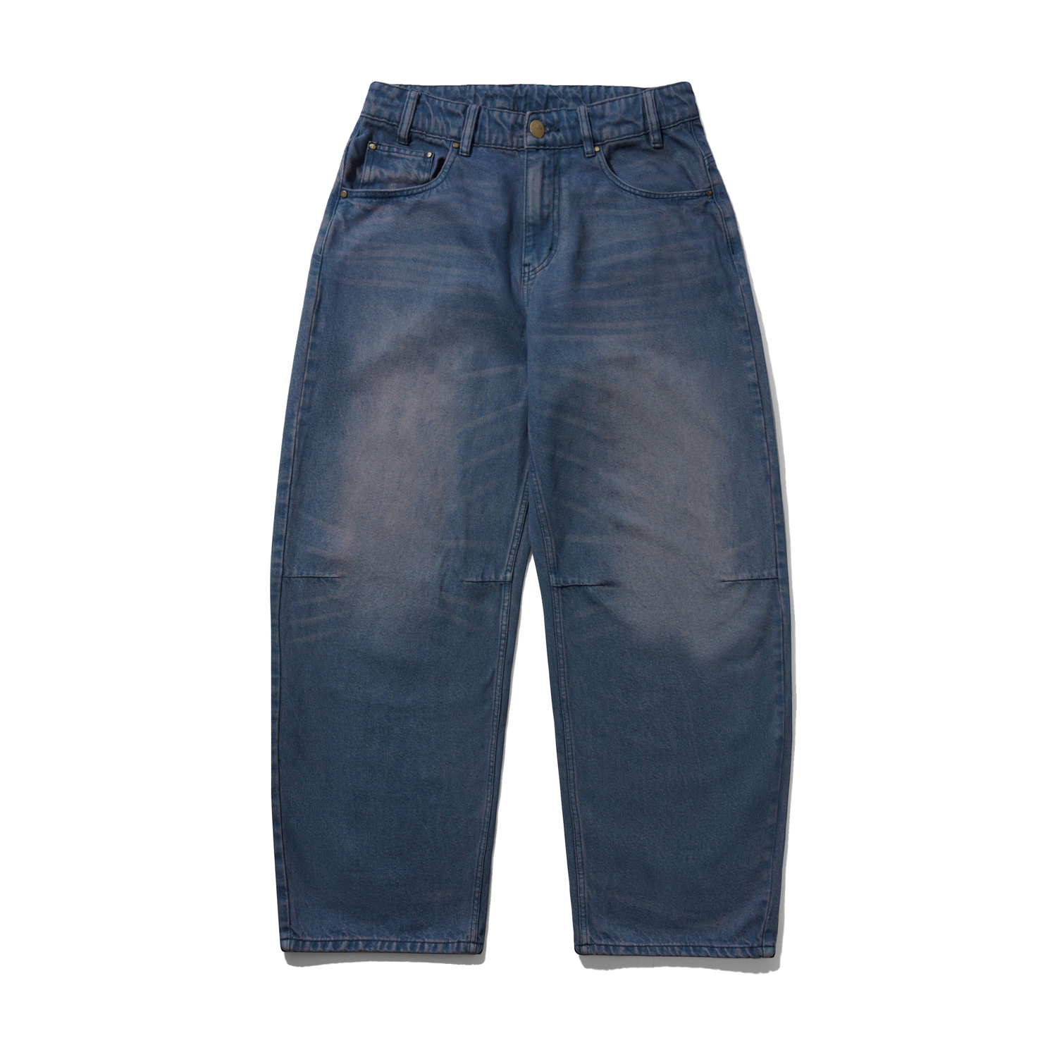 Burn Wide Cut Denim Jeans, Distressed Dark Indigo