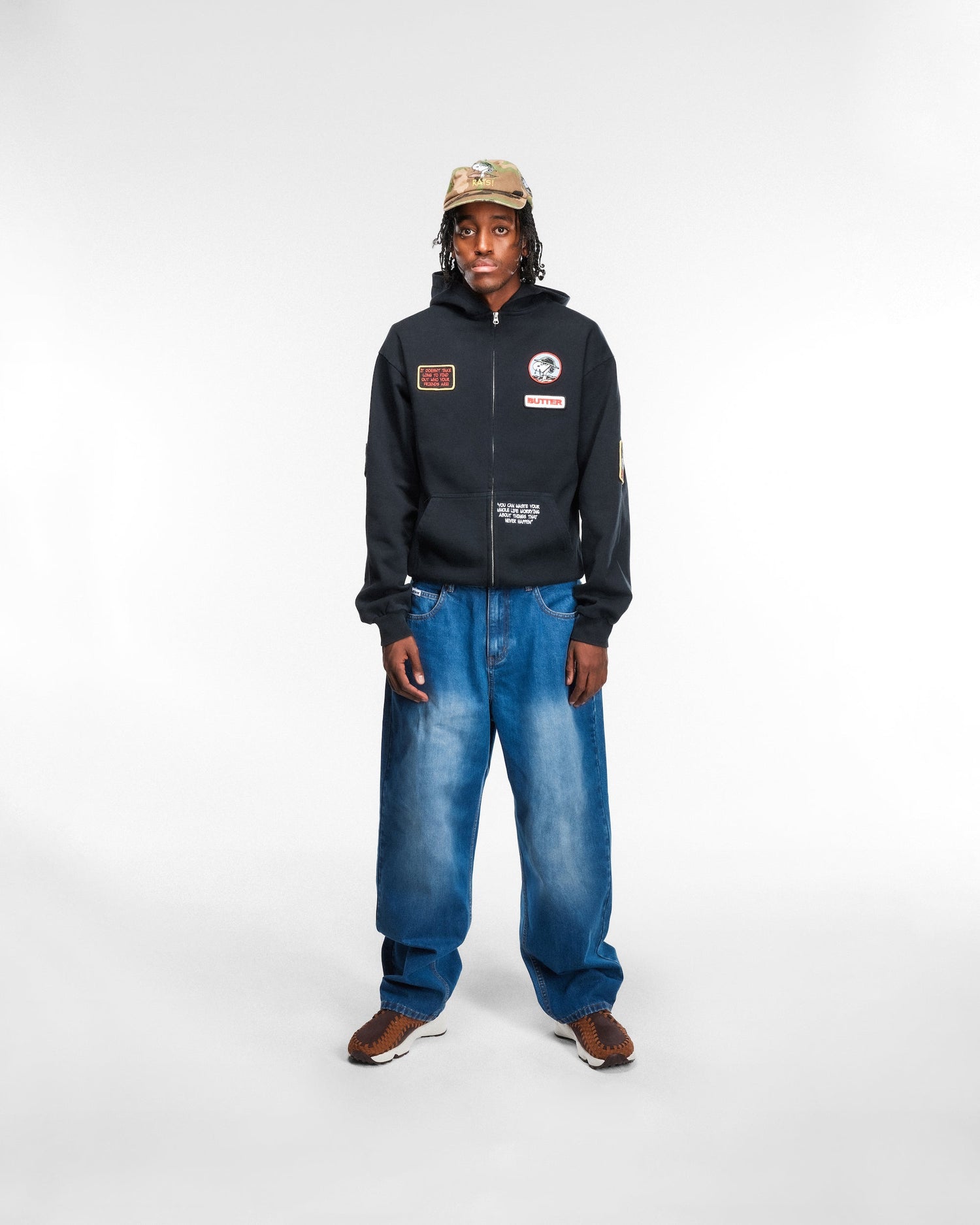Spike Denim Jeans, Distressed Indigo