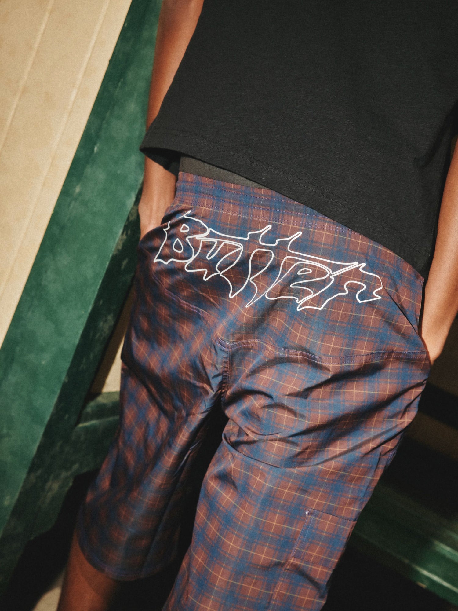 Amplify Boardshorts, Maroon Plaid